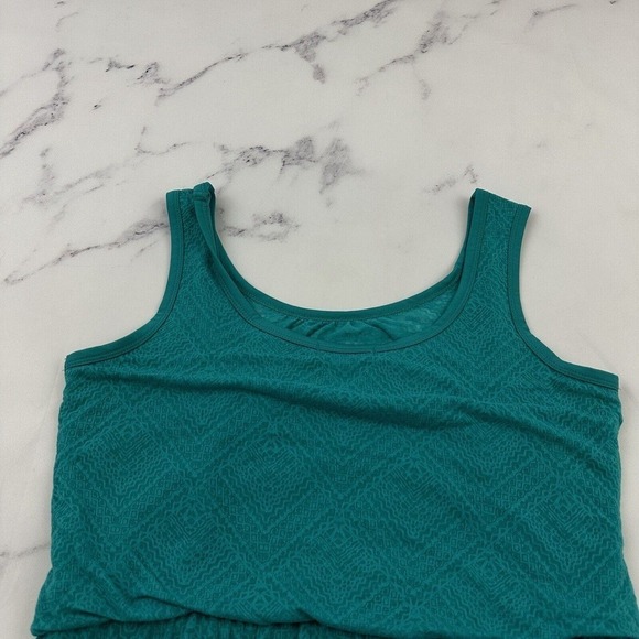 Prana Blouson Sundress Size S Teal Green Burnout Overlay Geometric Sleeveless - Picture 8 of 10